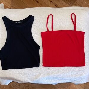 Pair of tank tops red and black Brandy Melville and Zara (medium)